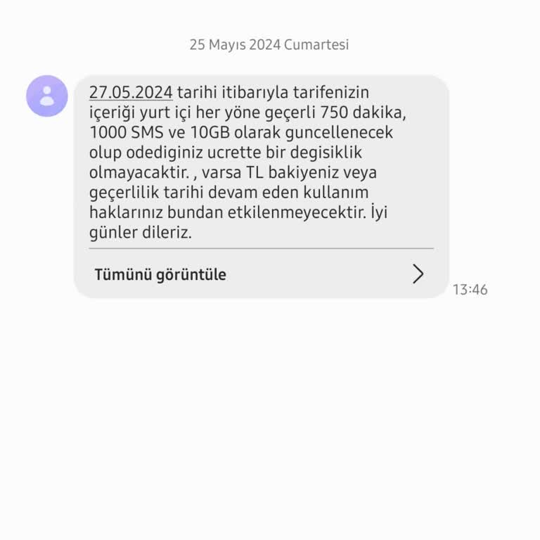 Vodafone Tarife İçeriğinin Değiştirilmesi