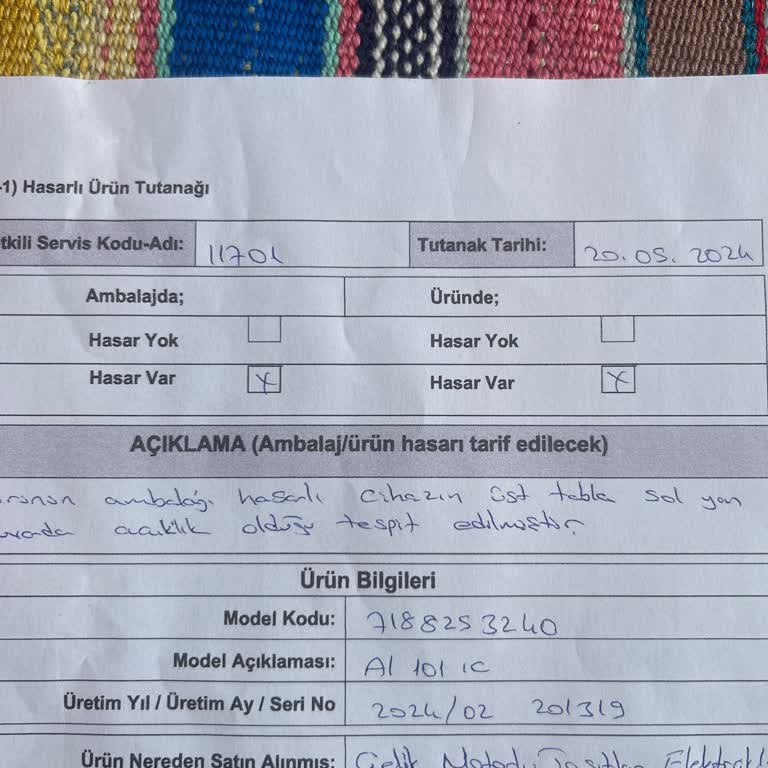 Altus Hasarlı Gelen Ürünün Değişimini Yapmıyor
