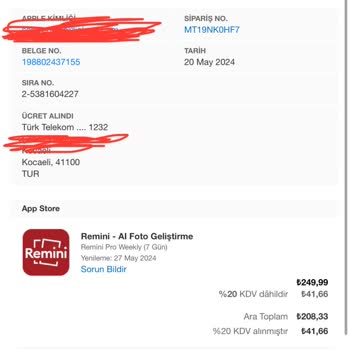 Remini Ücretsiz Kullanımın Ücretli Olarak Yansıtılması