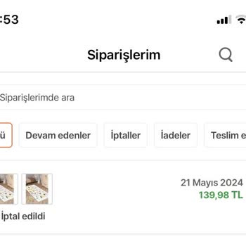 Hepsiburada İptal Edilen Ürün