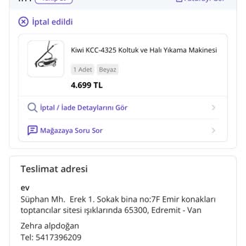 N11'den Aldığım Halı Yıkama Makinesi Siparişim İptal Edildi