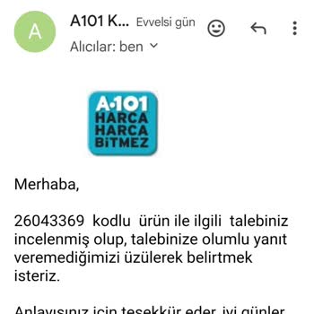 A101 Kapıda Hasarlı Ürün