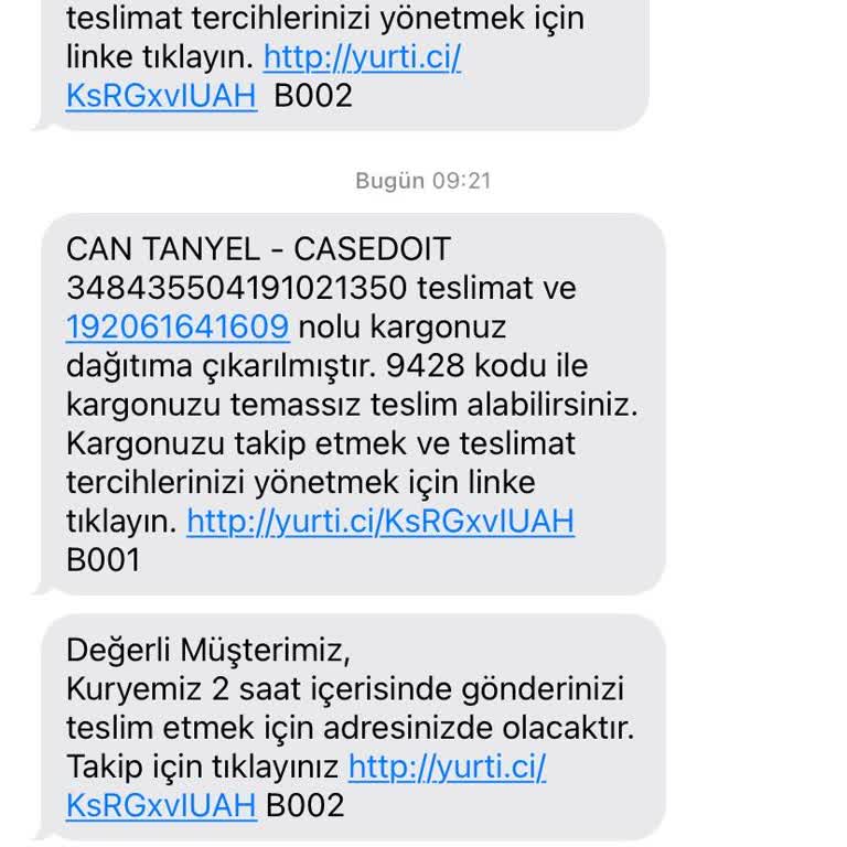 Yurtiçi Kargo Söyledikleriyle Uyuşmayan Teslim Saati Mesajı
