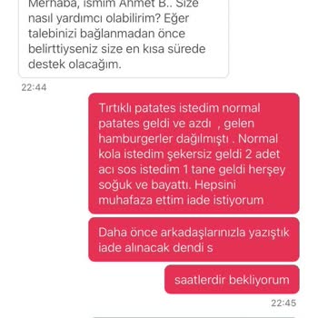 Yemeksepeti Sipariş Hataları Ve İade Sürecindeki Sorunlar