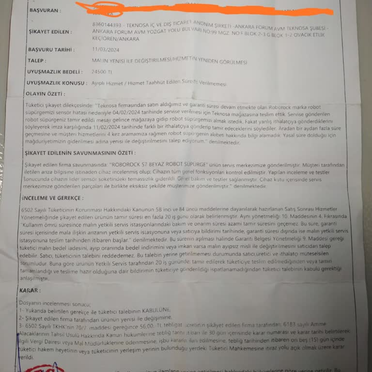 Teknosa Hakem Heyeti Kararını Uygulamıyor