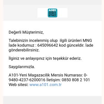 A101 Ürünü İade Edemiyorum