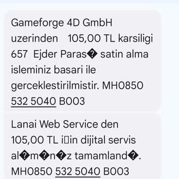 Gameforge Bilgim Dışında Alınmış Ödeme