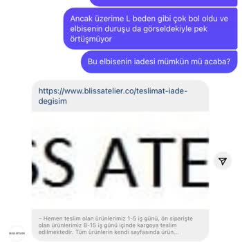 Bliss Atelier İade Hakkımızı Hiçe Sayıyor