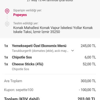 Popeyes Siparişleri Kafasına Göre İptal Etmesi