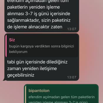 Bipantolon Siparişim 10 Gündür Kargoya Verilmedi