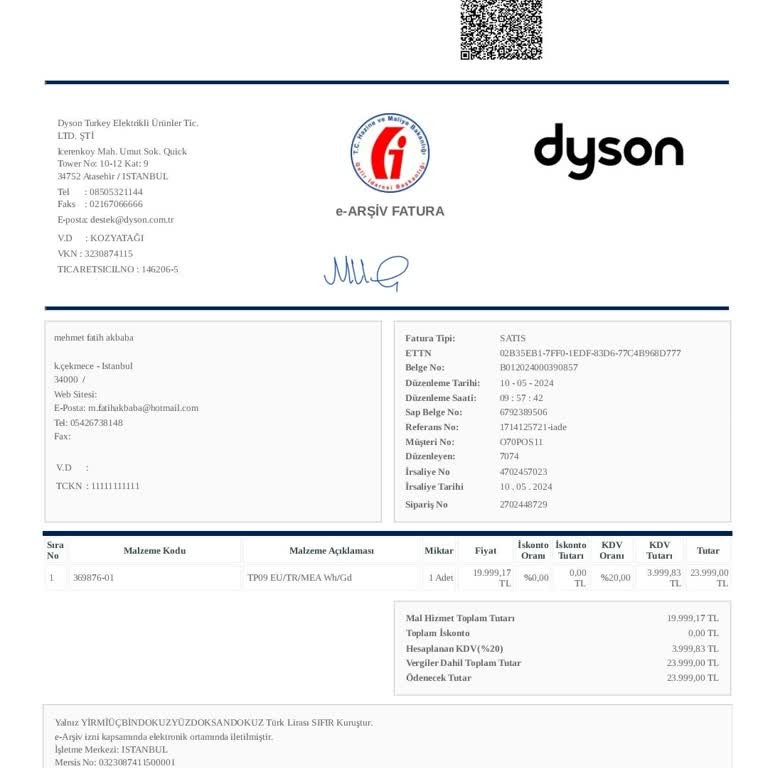 İade Sürecinde Dyson Pişmanlıktır