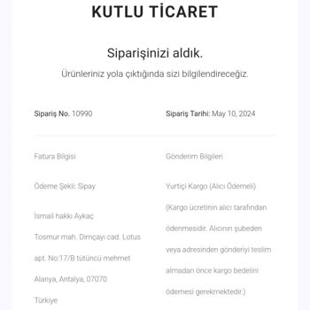 Kutlu Ticaret Para İade Talebi