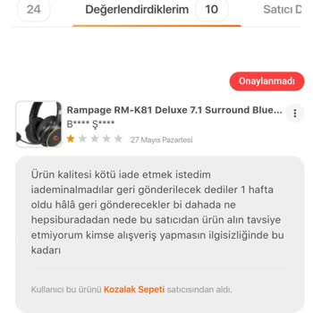 Hepsiburada İade Talep Sorunu