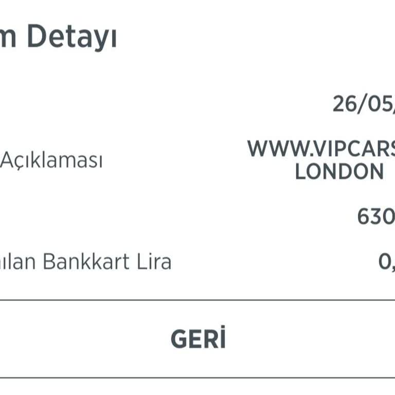 VIP Cars Vip Cars İptali Ödeme Alamıyoruz.