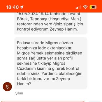MoneyPay Migros Yemek 12 Gündür İademi Yapmıyor