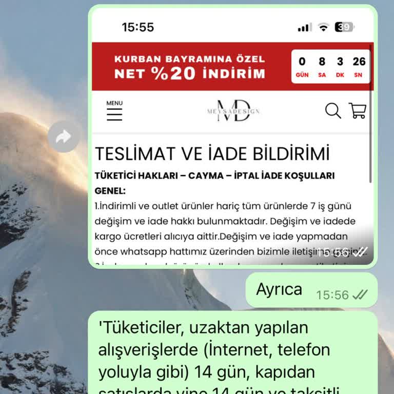 Meysadesign Sayfalarında Yazmasına Rağmen İade Almıyorlar
