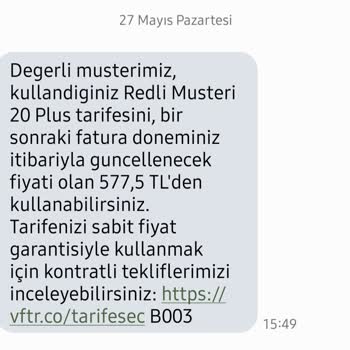 Vodafone Kafasına Göre Zam Yapıyor.