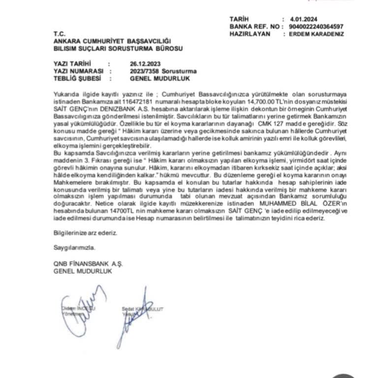 QNB Finansbank Mahkeme Kararı Çıktığı Halde Param Blokede