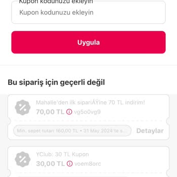 Yemek Sepeti Kuponları Kullanamıyorum
