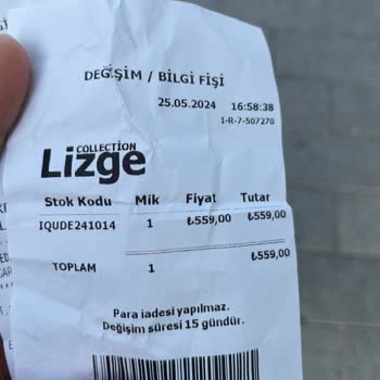 Lizge Giyim İade Alınmayan Sıfır Ürün