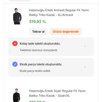 Hatemoğlu Giyim Ürün İade Süreci