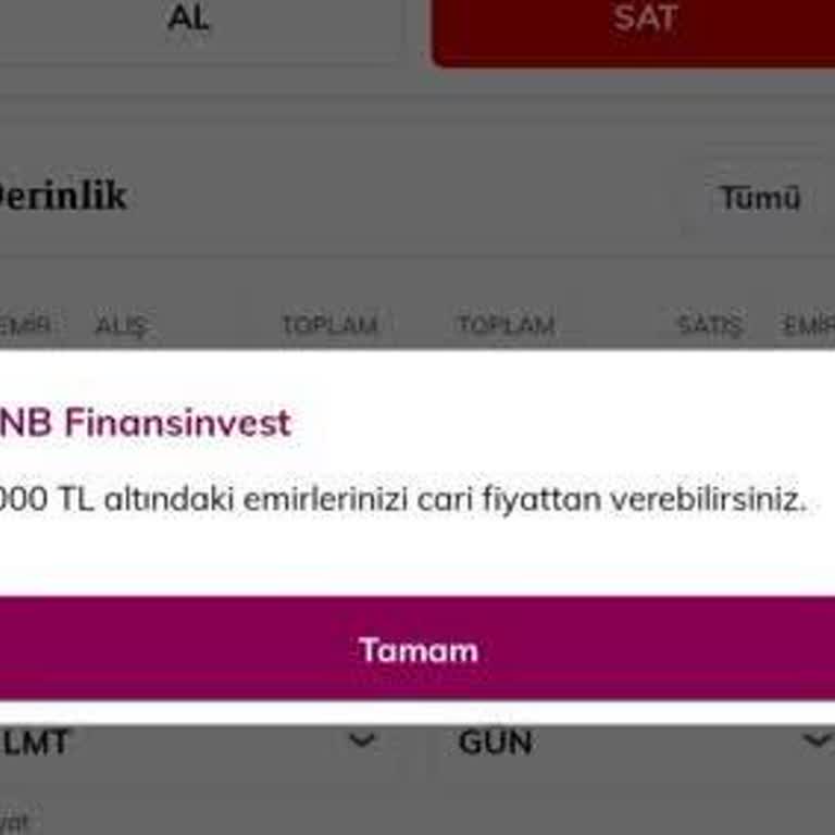 Finansinvest 1000 TL Altındaki Cari Hesap Satış Uyarısı Problemi