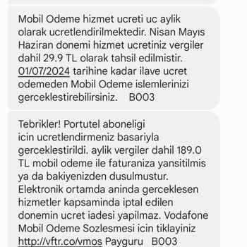 Vodafone Yanlışlıkla Abone Olduğum Portutel'i İptal Etmek İstiyorum