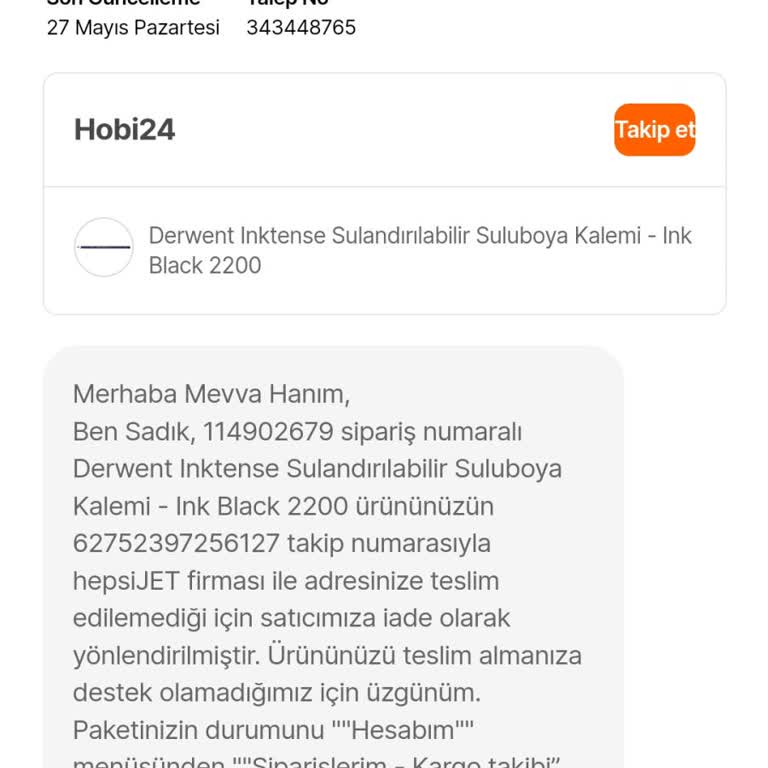 Hepsijet Kargosu Ürünümü Teslimat Noktasına Bırakmadı.