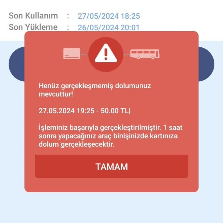 Kent Kart Dolum Hatası Veriyor