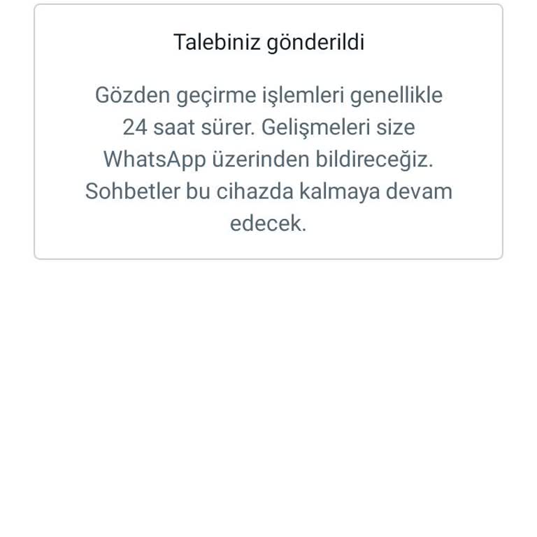 WhatsApp Uygulamam Spam Olarak Engellendi.