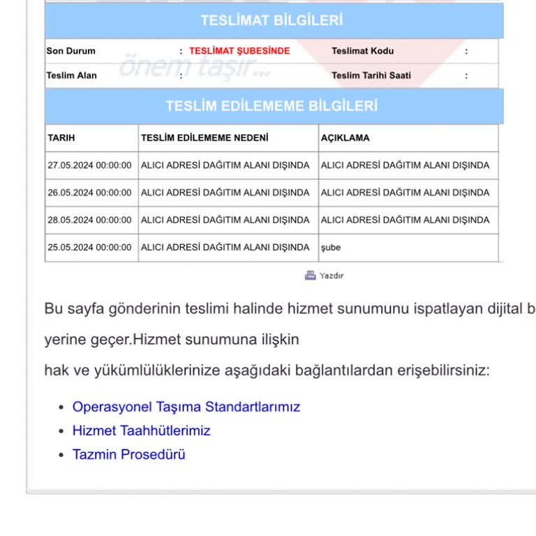 Aras Kargo Firması 4 Gündür Kargom Teslim Edilmedi