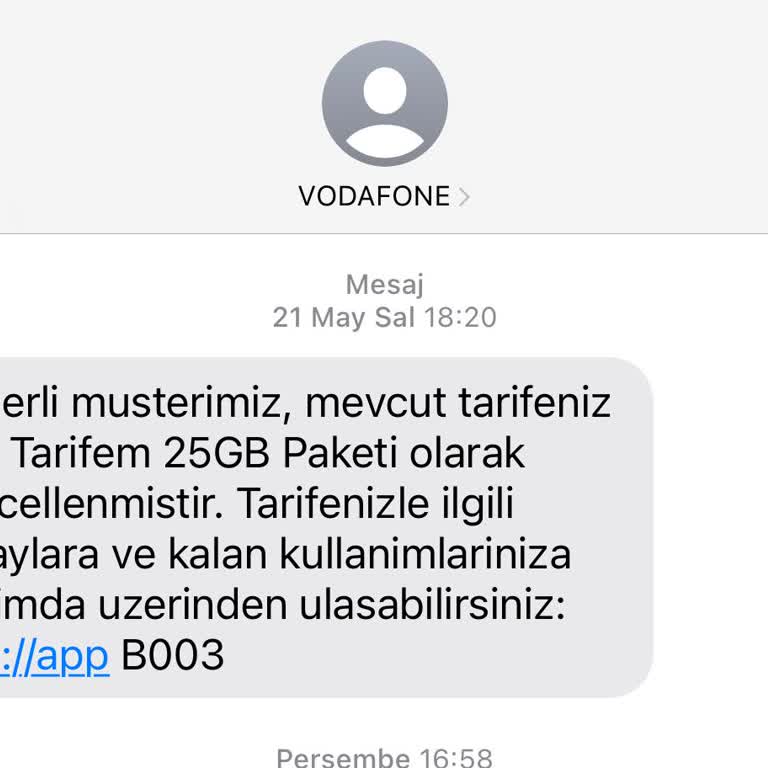 Vodafone Habersiz Tarifem Değişti