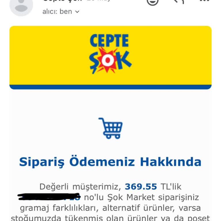 Şok Market Teslim Edilmeyen Ürün