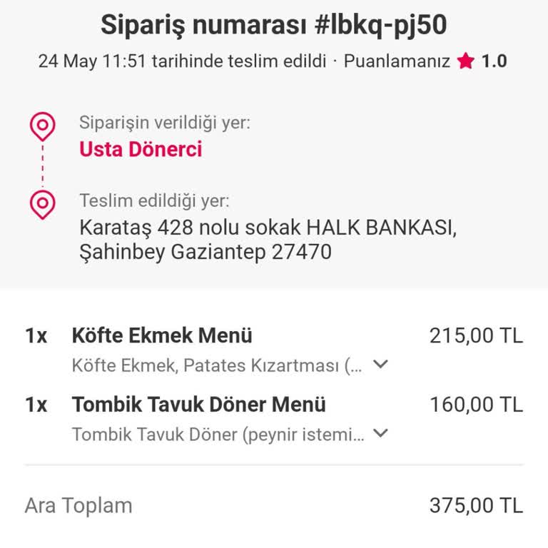 Yemeksepeti Eksik Ürün Fazla Para Alindi