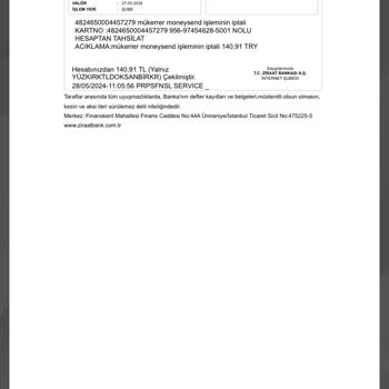 Ziraat Bankası İzinsiz Para Çekimi