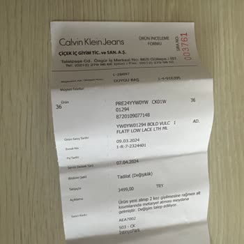 Calvin Klein Ücret İadesi Yatırmıyor