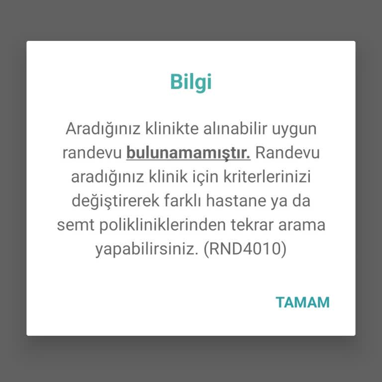 MHRS - 182 Randevu Sistem Üzerinede Açılmıyor.