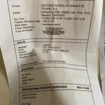 Awox Marka 50'UHD LED TV Sürekli Arızalanması Ve Çözüm Üretilememesi