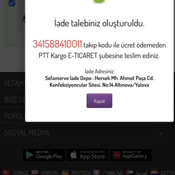 Sefamerve Ücret İadesi İstiyorum