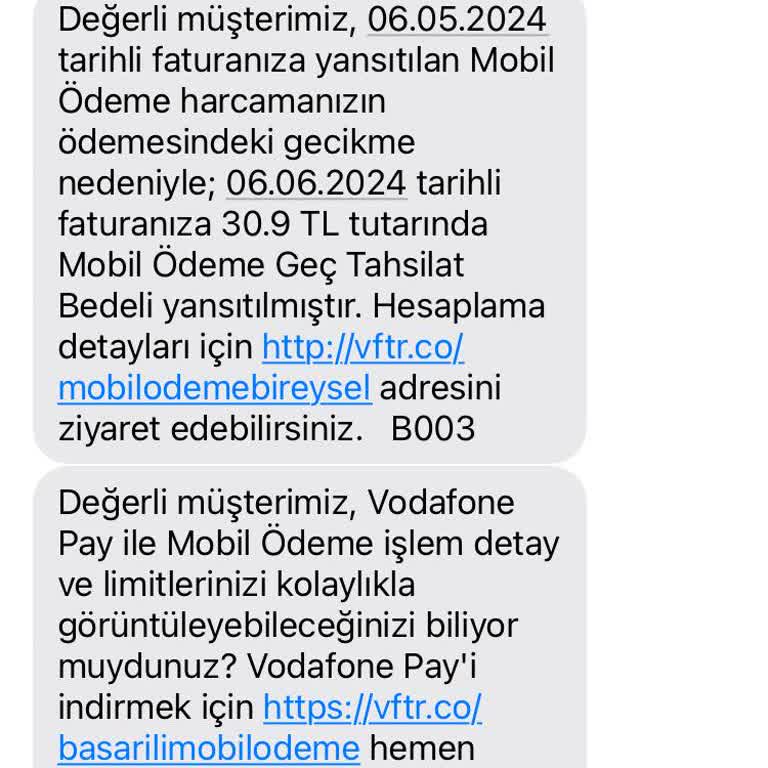 Vodafone Pay Vodafone, 4TL Geç Ödeme İçin; 30TL Faiz İstiyor.