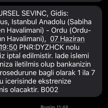 Obilet Üzerinden Alınan Uçak Biletinin İadesinin Bankaya İletilmemesi