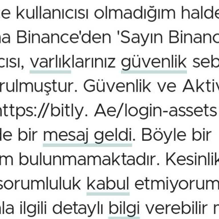 Binance Kullanıcısı Mesajı Geldi Telefonuma