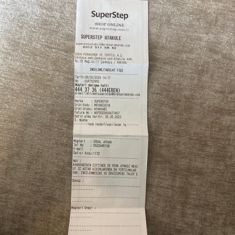 SuperStep Değişim Yapılamayan Ürün