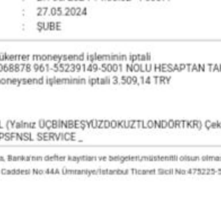 Ziraat Bankası Mükerrer Moneysend İşlem İptali