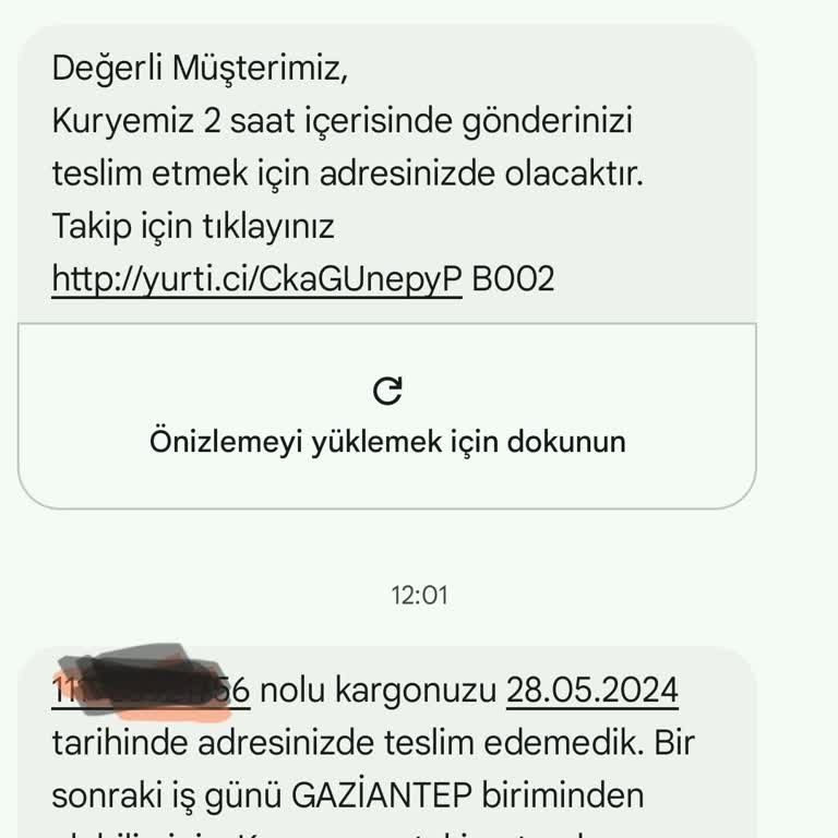Yurtiçi Kargo Gönderiyi Getirmemesi Adreste Bulamadık