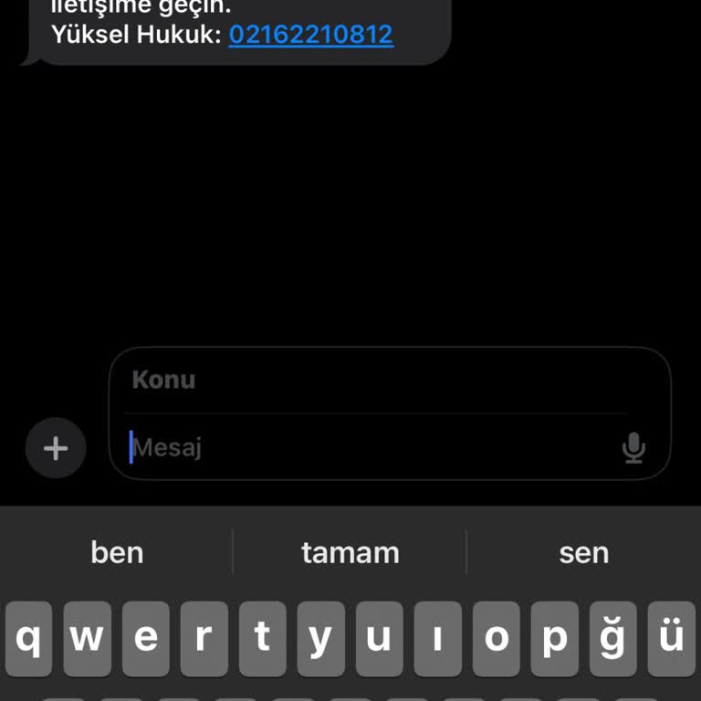 Yüksel Hukuk (SMS) Tarafıma Atılan Mesaj Hakkında Şikayet