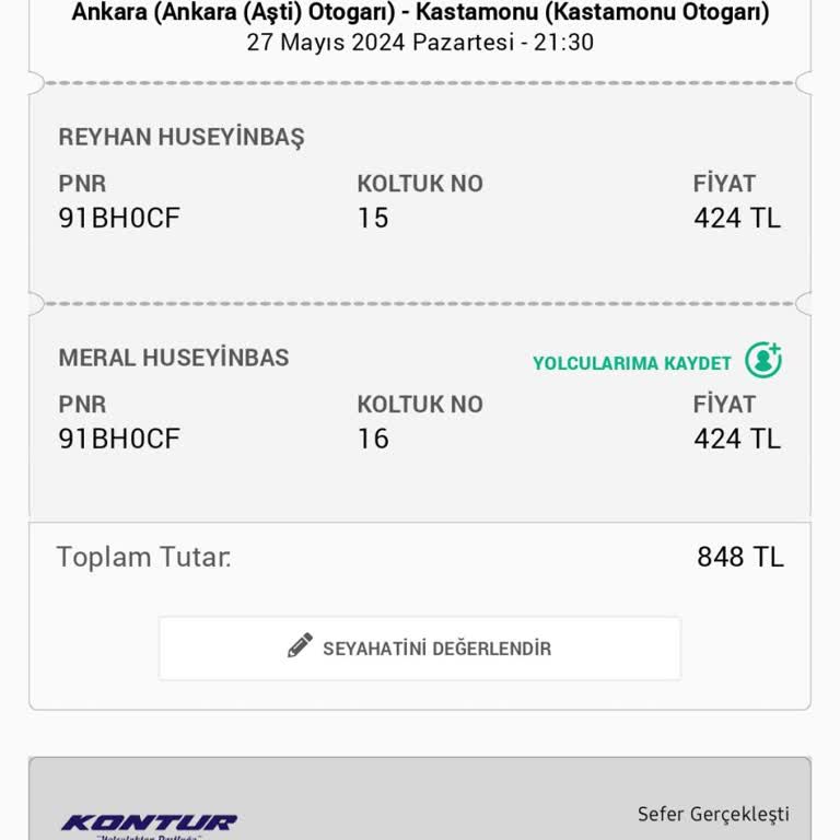 Çağdaş Güven Turizm (Çankırı Güven) Firmaların Son 1 Saate Kadar Bilet İptali Yapması Talebi