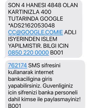 Google AdSense İznim Dışında Kartımdan Google Olarak Çekilen Ödeme