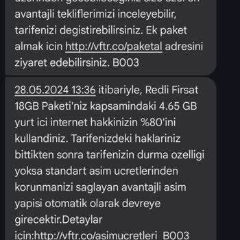 Vodafone'dan 4. Günde 18GB İnternet Paketi Bitti Diye Mesaj Geldi!?