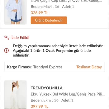 Trendyolmilla Trendyol Değişimi Onaylanmayan Ürünün Ücret İadesini Yapmadı